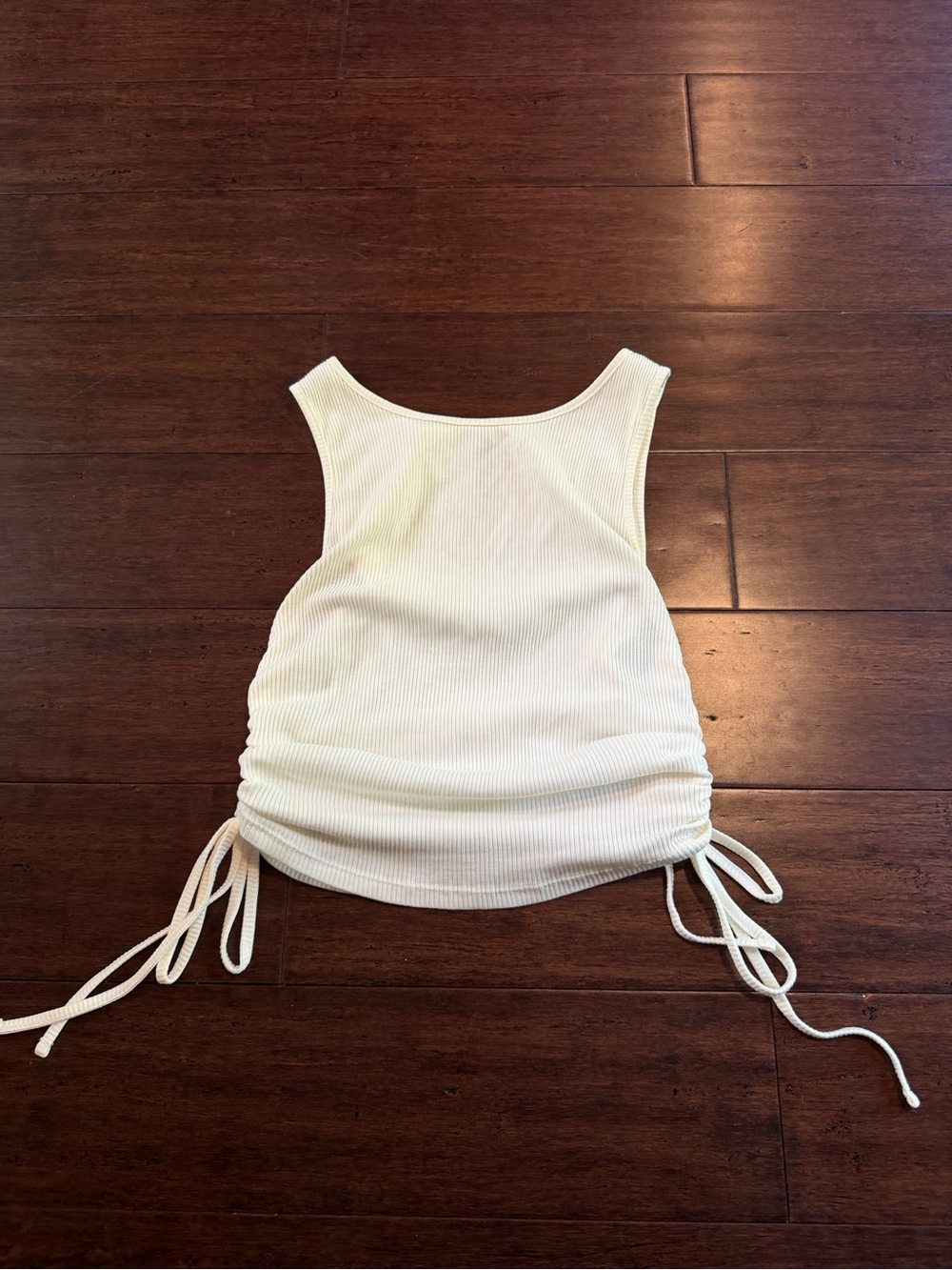 Divided White Ribbed Side-Tie Tank Top